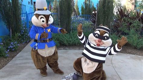 Chip and Dale in Cop and Bandit Halloween Costumes at Disney's Art of Animation Resort Meet ...