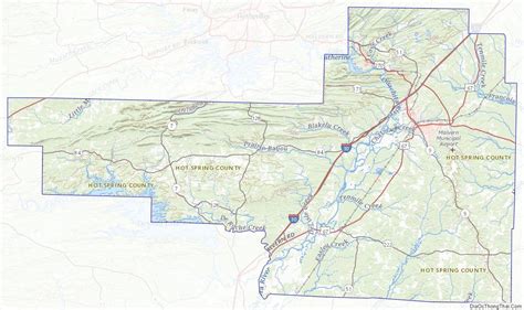 Topographic map of Hot Spring County, Arkansas