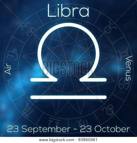 Zodiac Sign - Libra. White Line Astrological Symbol With Caption, Dates ...