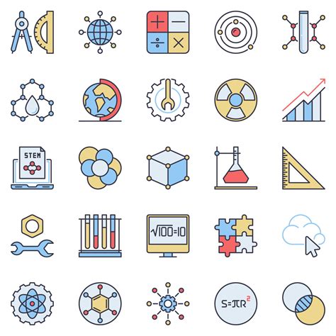 STEM Colorful icons set - Science and Education vector signs 12741576 Vector Art at Vecteezy