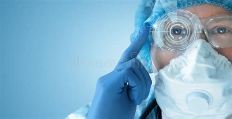 Medical Doctor in Augmented Reality Glasses Stock Image - Image of face, technology: 187786773