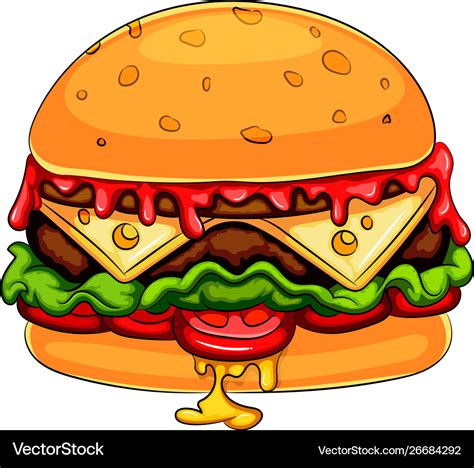 A mascot hamburger cheeseburger cartoon character Vector Image