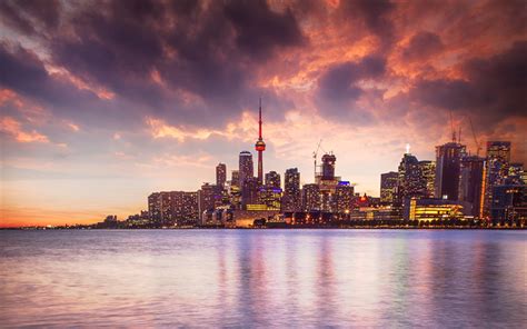 Download wallpapers 4k, Toronto, sunset, canadian cities, Canada, Toronto at evening, cityscapes ...