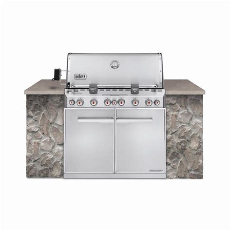 Weber Summit S-660 6-Burner Built-In Propane Gas Grill in Stainless Steel with Grill Cover and ...