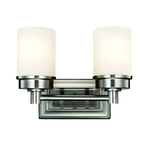 Hampton Bay Transitional 2-Light Brushed Nickel Vanity Light-1001220859 - The Home Depot