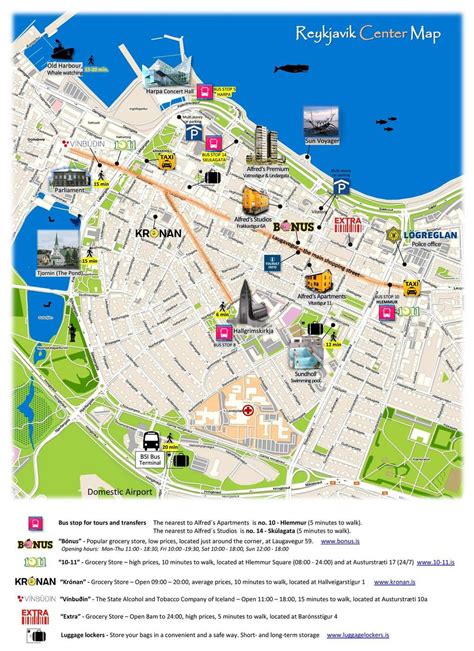 Reykjavik Centre Map - Alfred's Apartments & Studios