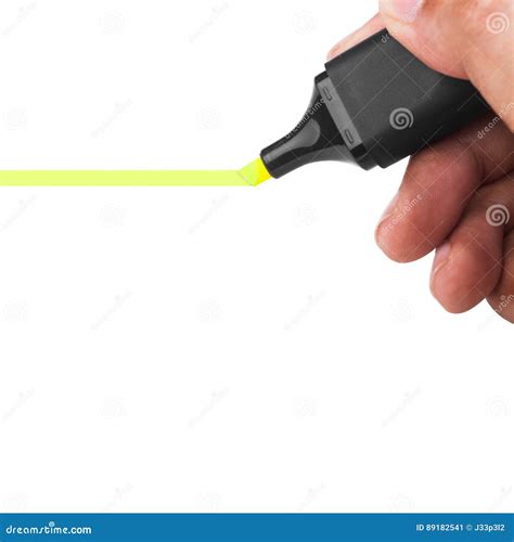 Close Up of Hand Holding a Yellow Hi Light Marker. Stock Image - Image of finger, background ...