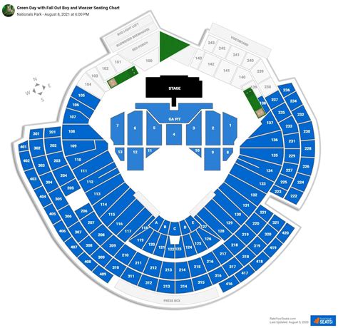 Nationals Park Seating Charts for Concerts - RateYourSeats.com