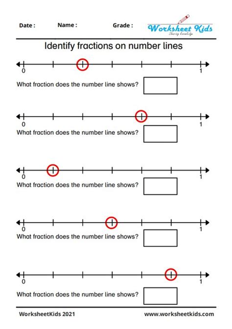 Fractions on a number line for 3rd grade: Ordering | Missing | Placing -PDF