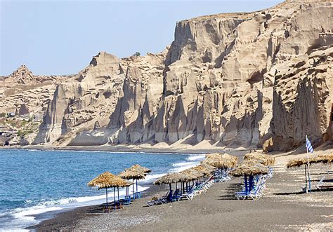 Vlychada beach and port on Santorini in the Cyclades.