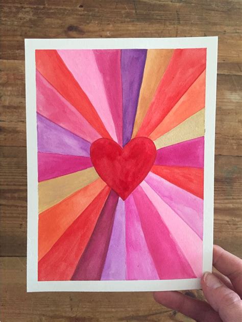 Sunburst Paintings: Make Art with a Ruler | Valentine art projects, Valentines art, Elementary art