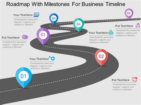 Roadmap With Milestones For Business Timeline Flat Powerpoint Design ...