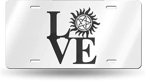 SKDYC Love Supernatural License Plate Cover Stainless Metal Car Tags Cute Home Decoration ...