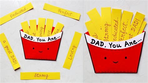 Father's Day Card for Kids/French Fries Card for Kids/Cute Father's Day Card/Handmade Card for D ...