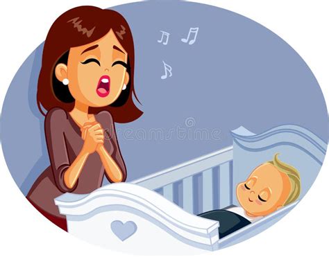 Mother Singing a Lullaby for Baby To Sleep Stock Vector - Illustration of babyhood, joyful ...