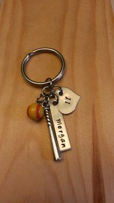 Hand Stamped Softball Keychain Bat Bag Charm Softball Keychain - Softball Girl - Softball Mom by ...