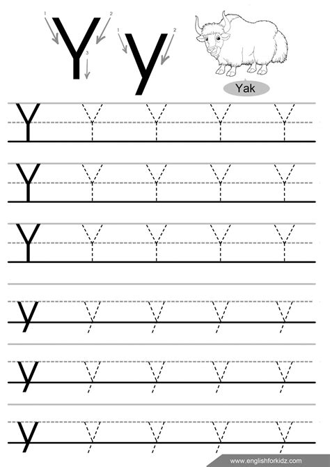 Tracing Letter Y Worksheets - TracingLettersWorksheets.com