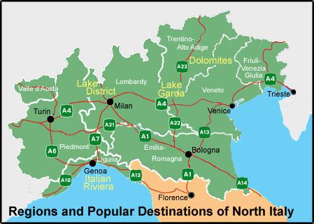 Northern Italy Map Cities