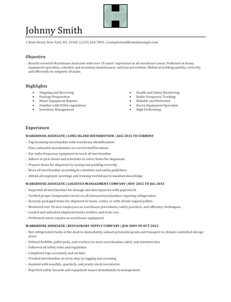 Sample Warehouse Worker Resume