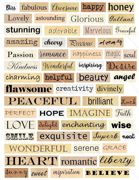 Printable Phrases Words Quotes Kit Digital Collage Sheet Inspirational Words Motavional Phrases ...