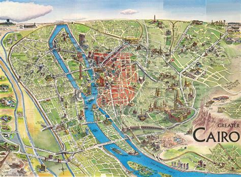 Greater Cairo Pictorial Map (Egypt) | Cairo map, Cairo, Amazing maps