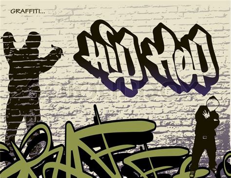 Graffiti wall and hip hop person | Stock vector | Colourbox