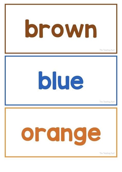 Color Words Flashcards Free Printable - The Teaching Aunt | Sight word ...