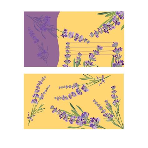 Set invitation cards with flower frame Lavender 12858940 Vector Art at ...