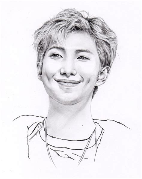 [You Art_YouTube] 연필 인물 드로잉 - BTS. RM 랩 몬 (연필 초상화, 일러스트) by 박샘 : 네이버 블로그 | Bts drawings, Book ...