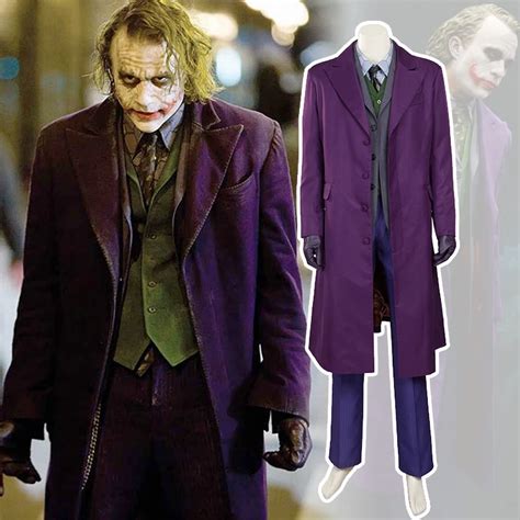 Heath Ledger Cosplay Suit Halloween Mens Movie The Dark Knight Joker ...