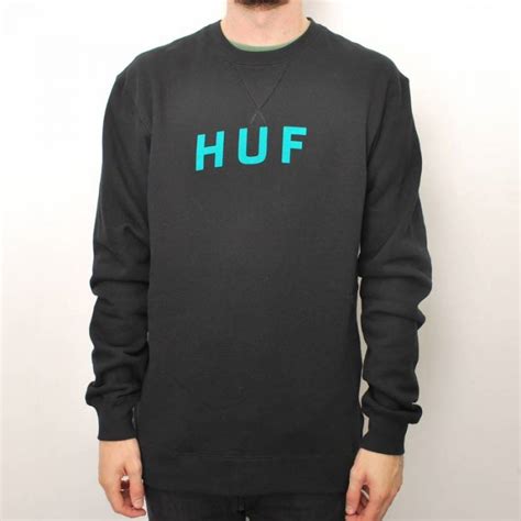 HUF Huf Original Logo Crewneck Sweater - Black - SKATE CLOTHING from ...