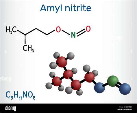 Amyl nitrite, isoamyl nitrite, isopentyl nitrite, molecule. It is popper, antihypertensive ...