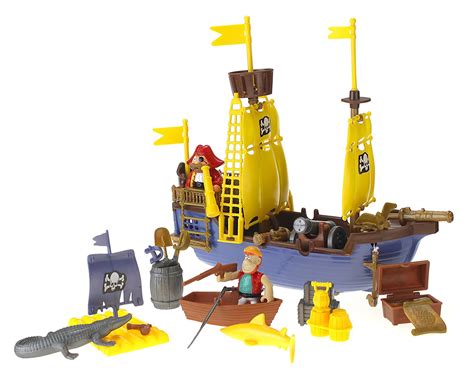 Toy Pirate Ship Playset w/ Ship, Pirates, Cannons, Treasure, Weapons ...