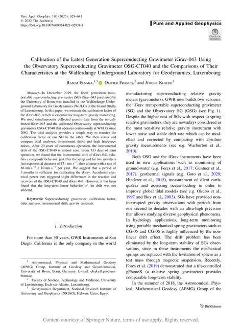 (PDF) Calibration of the Latest Generation Superconducting Gravimeter ...