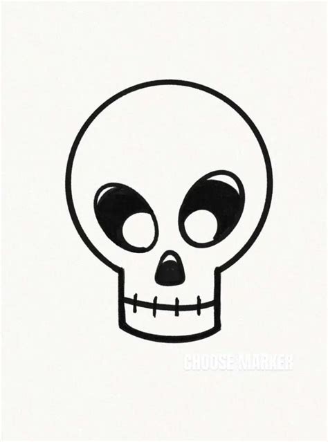 a black and white drawing of a skull