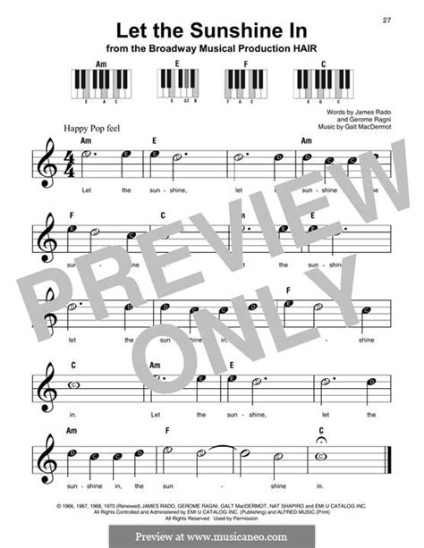 Let the Sunshine in (from Hair) by G. MacDermot - sheet music on MusicaNeo