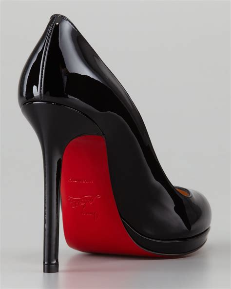 Christian louboutin Neofilo Patent Roundtoe Red Sole Pump in Black | Lyst