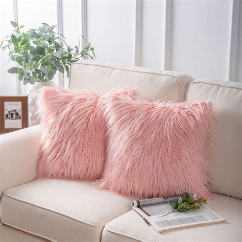 Phantoscope Luxury Mongolian Fluffy Faux Fur Series Square Decorative Throw Pillow Cusion for ...