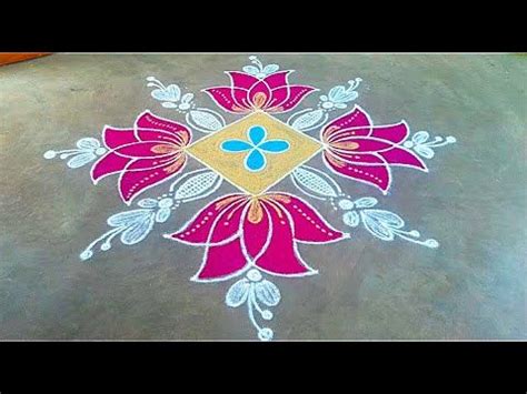 Latest lotus rangoli design/beautiful lotus rangoli | Rangoli designs, Rangoli border designs ...