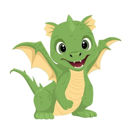 Cute cartoon green baby dragon.Vector Illustration. 27501478 Vector Art at Vecteezy