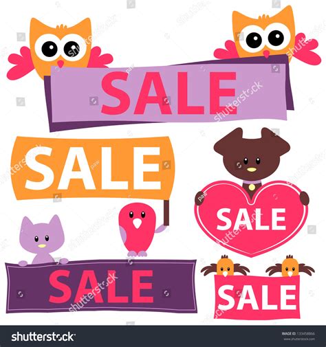 Various Sale Signs Cute Animals Stock Vector (Royalty Free) 133458866 | Shutterstock