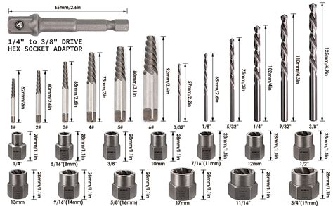 Screw Bolt Extractor Set Hex Drill Drill Bit Kit Easy Out Broken Lug ...