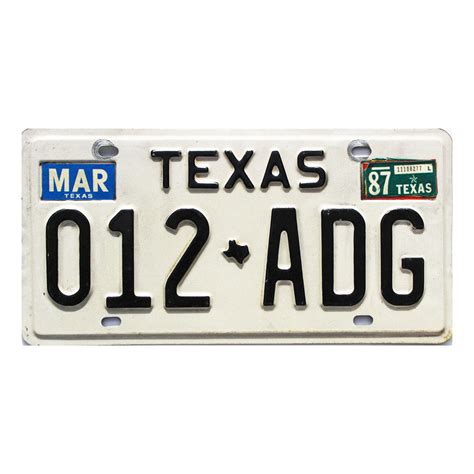 1987 Texas #012-ADG | Old Texas License Plates