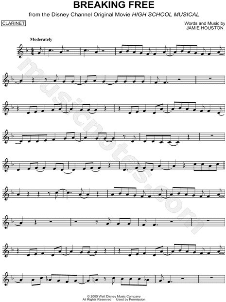 "Breaking Free" from 'High School Musical' Sheet Music (Clarinet Solo ...