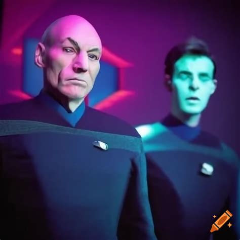 Captain picard in a synthwave party