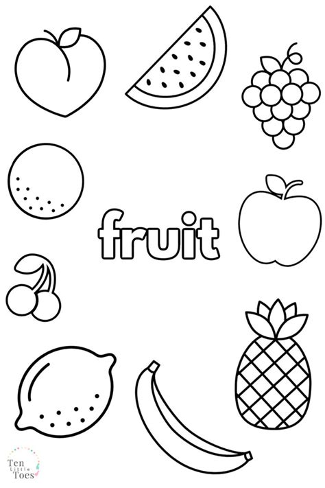 Simple Fruit Coloring Pages (free printables) | Fruit coloring pages, Kids printable coloring ...