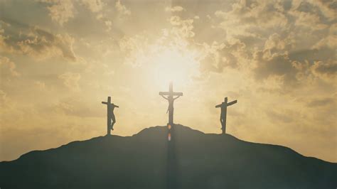 Silhouettes Of Three Crosses At Calvary Hill Stock Footage SBV-320419816 - Storyblocks