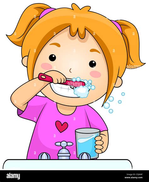 A Young Girl Brushing Her Teeth Stock Photo - Alamy