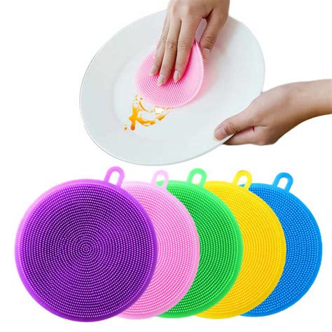 Buy Silicone Sponge Dish Washing Scrubber Non Stick Cleaning Sponge Food-Grade Better Sponge ...