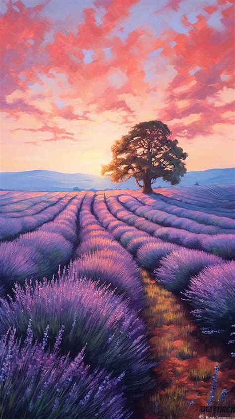 Midjourney Prompt: Lavender Field Landscape Painting - Prompt Library